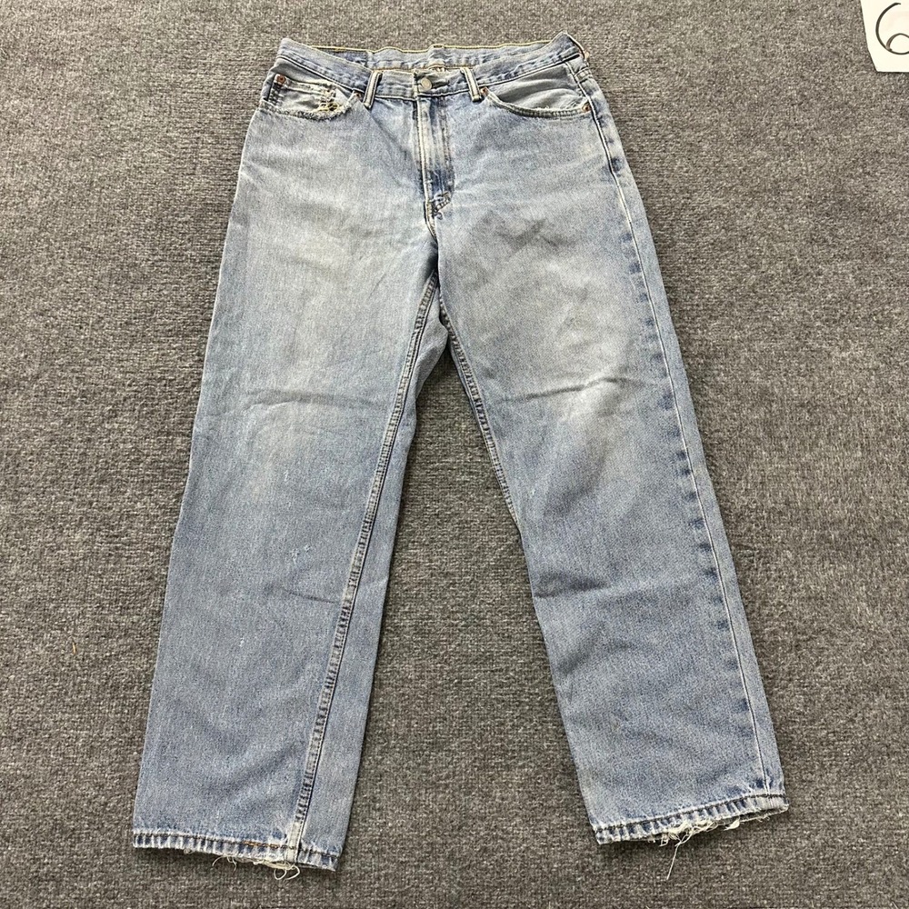 Levi's Jeans Mens Size 34x30 Light Wash 550 Relaxed Fit Distressed Frayed Denim